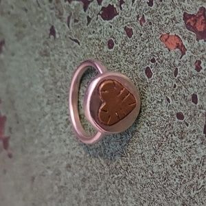 Silver and Brass Etched Heart Ring